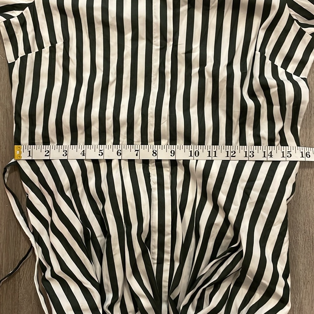 Madewell Tie-Waist Midi Shirtdress in Stripe Forest‎ Green White Size 2 - Picture 14 of 14